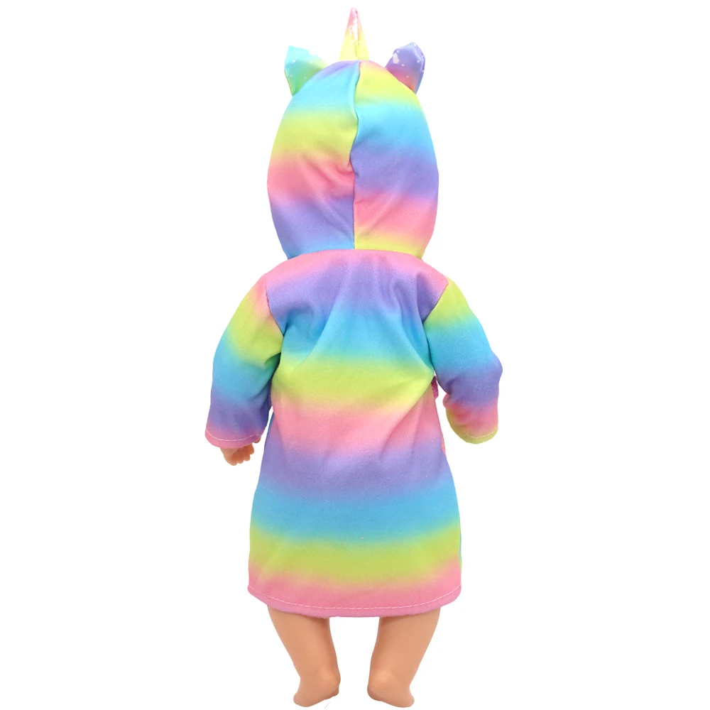 14 Inch Doll Rainbow Angel Pattern Outfit, Polyester Hooded Bathrobe, Doll Clothing Accessory, No Doll