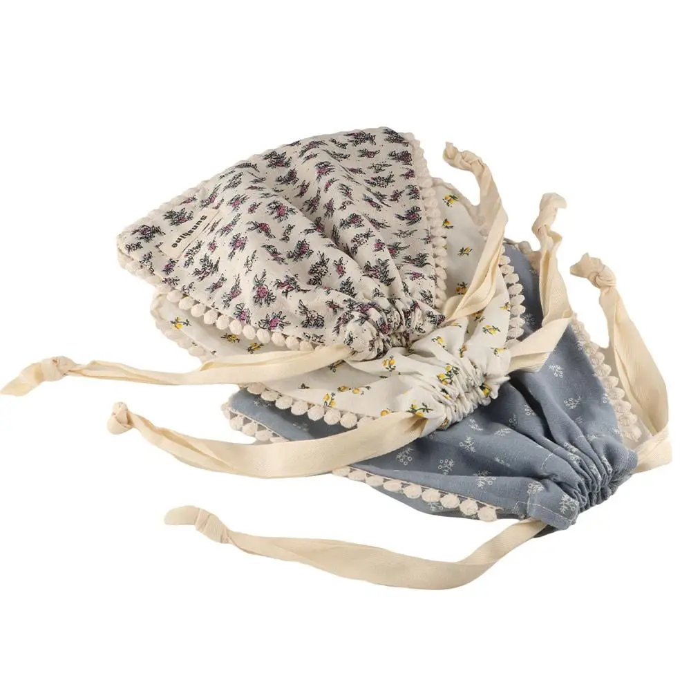 Dust-proof Small Cloth Bag Cosmetic Cases Cotton Flower Drawstring Bundle Pocket Makeup Bags Cosmetic Bag Jewelry Storage Bag