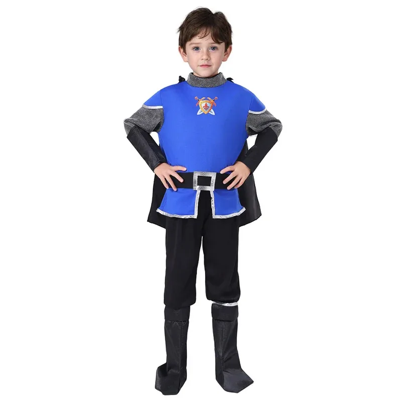 

Kids Noble Medieval Blue Knight Cosplay Outfit Halloween Carnival Theme Party Costume