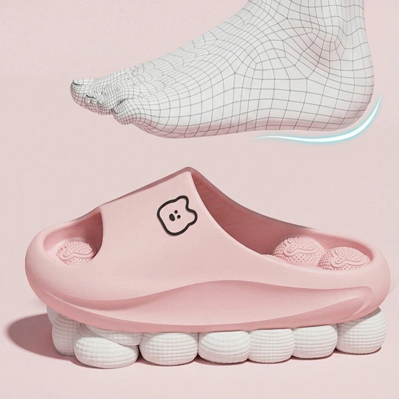 Badezimmer-Massage-Slipper für Damen, bequeme, ausgehöhlte Plateau-Sandalen, weiche, dicke Sohle, Strand-Sandalen für Paare, Sommer – Detail 5