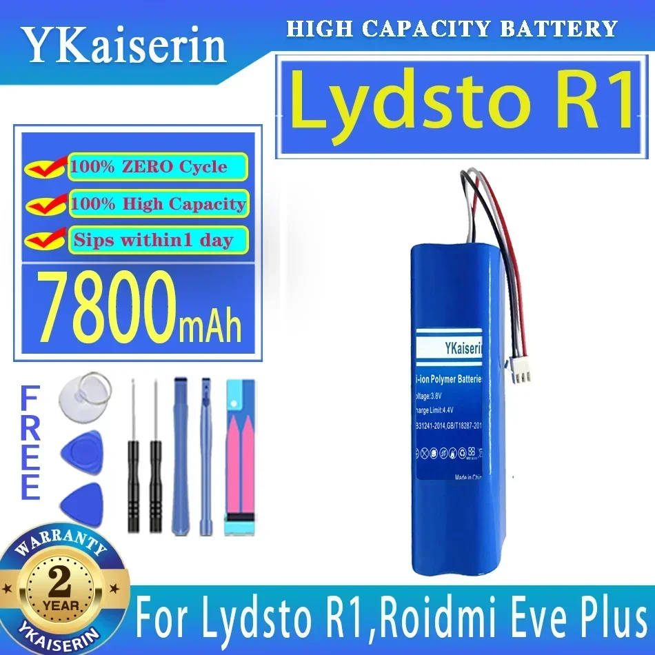 YKaiserin 7800mAh Battery For Xiaomi Lydsto R1 For Roidmi Eve Plus For Proscenic M7 MAX/Pro M8 Pro U6 For Lenovo LR1 Vacuum