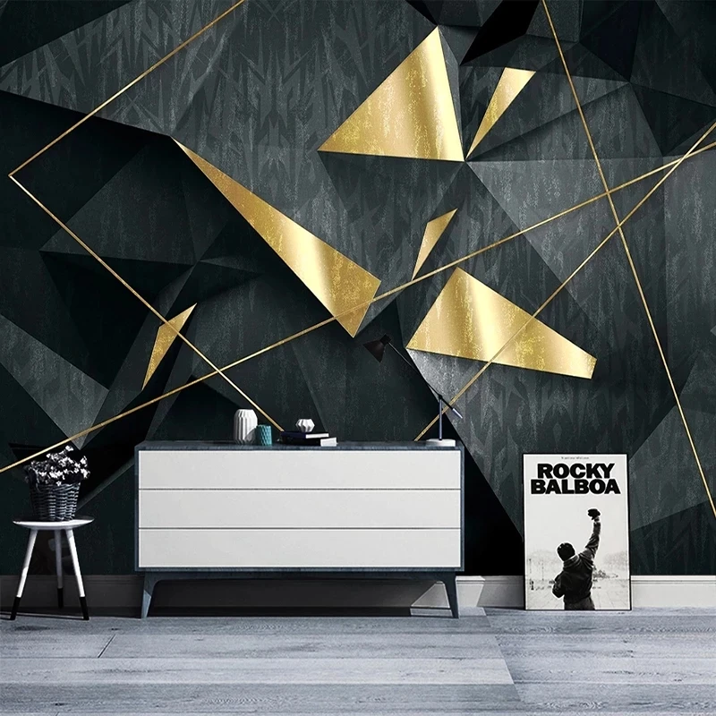 Customized Mural Modern Geometry Golden Line Bedroom Creative Wallpaper Living room sofa TV background wall bedroom restaurant