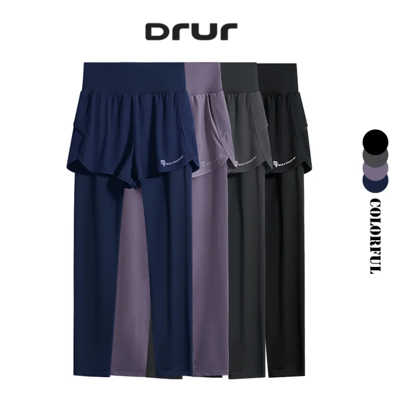 

DRUR женские укороченные брюки для спортзала, летние легкие брюки для йоги 2 в 1, женские спортивные леггинсы с высокой талией, колготки для бега для фитнеса