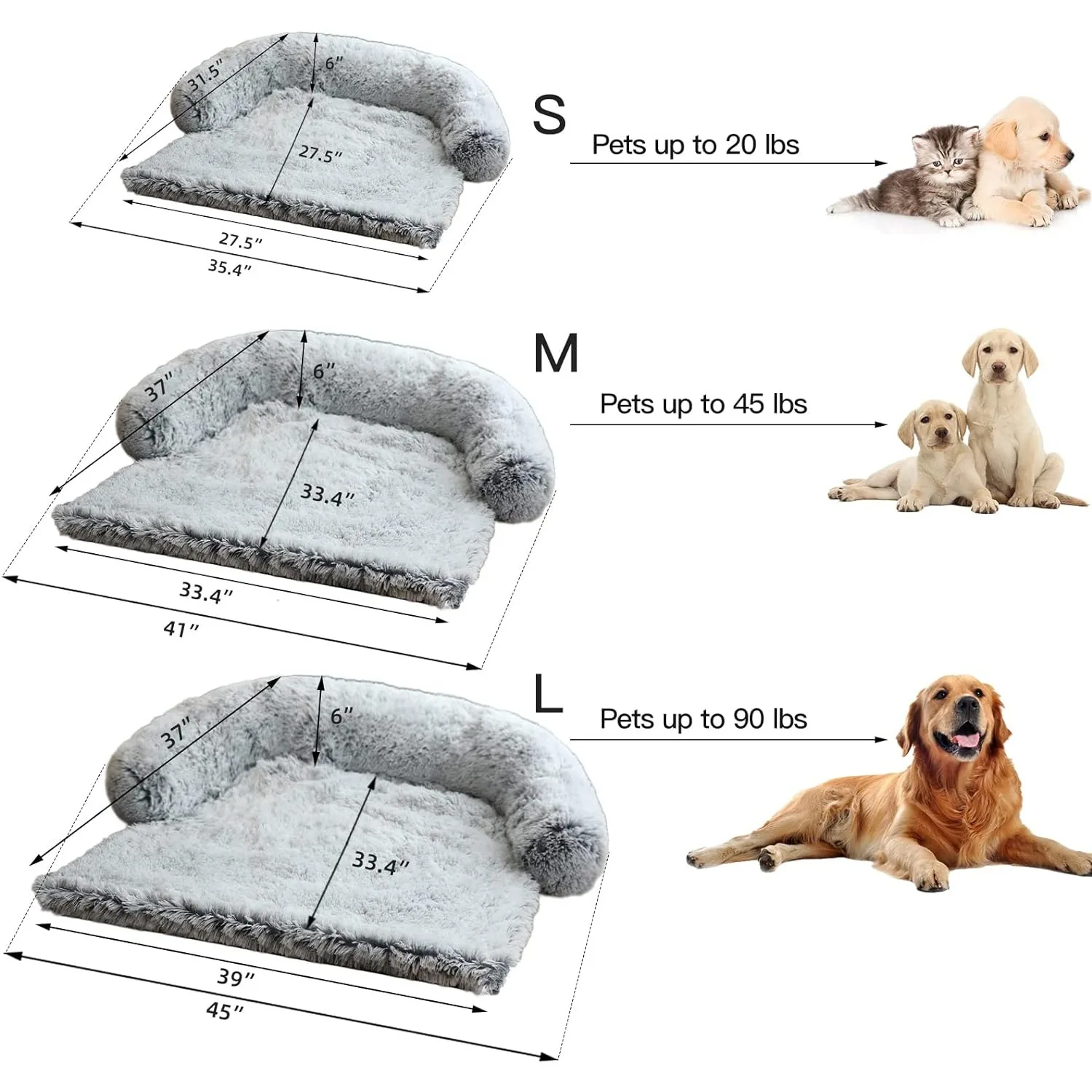 Calming Dog Bed Fluffy Plush Dog Mat for Furniture Protector with Removable Washable Cover for Large Medium Small Dogs