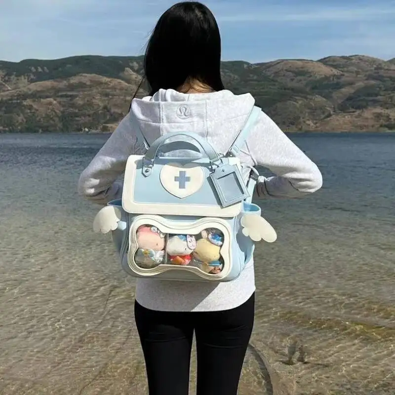 Japanese Transparent Schoolbags Women Fashion Streetwear Y2k Aesthetic Backpacks New Kawaii Chic All Match Ita Bags Femme