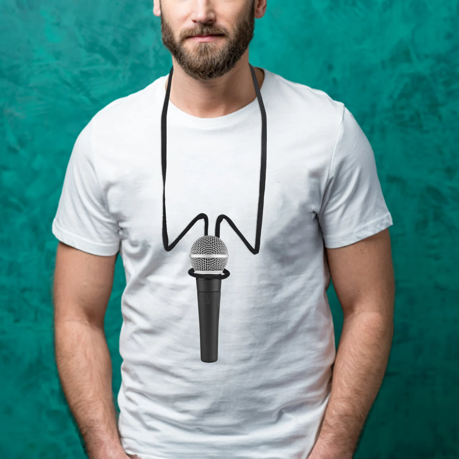 

Metal Microphone Neck Holder Adjustable Rope Design Non-Slip for Singing Playing Instruments Live Show