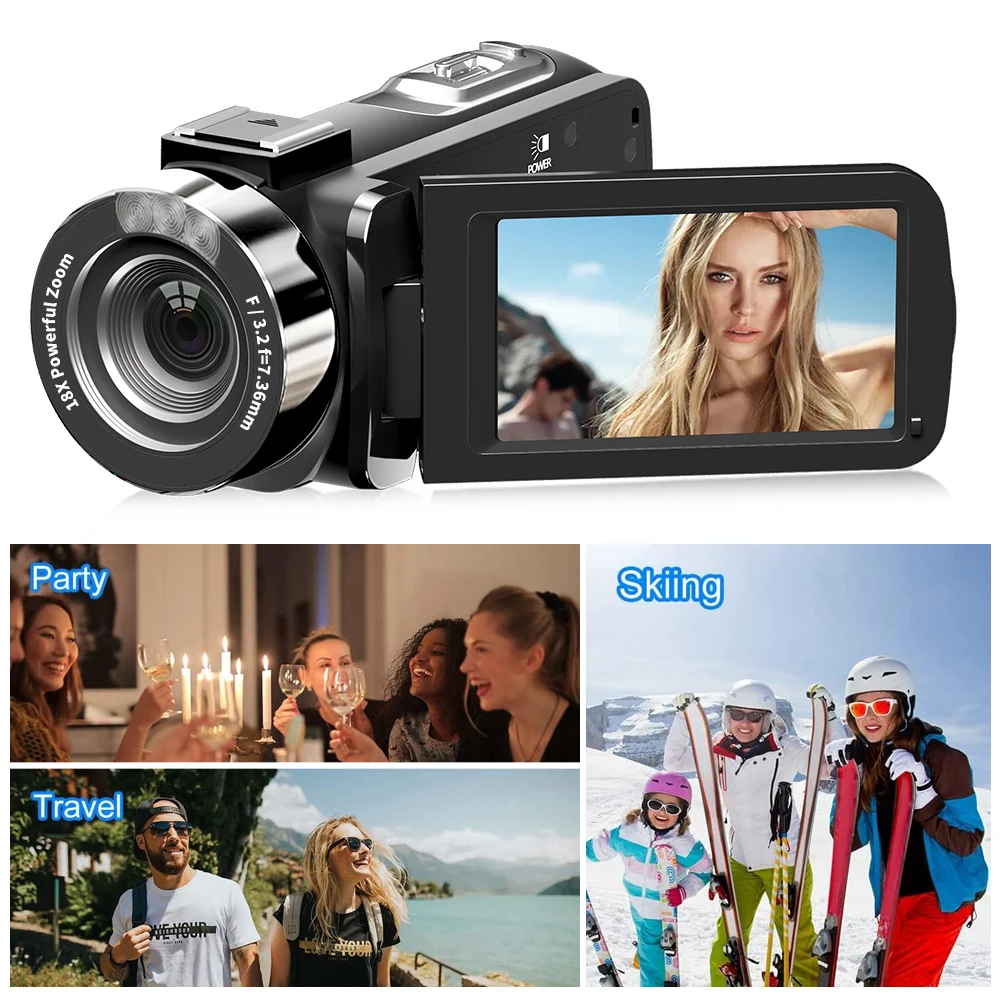 كاميرا رقمية 4K 3.0 بوصة تعمل بالأشعة تحت الحمراء 42 ميجابكسل HD 18X شاشة تكبير مع فلاش ليلة مسجل فيديو يومي محمول