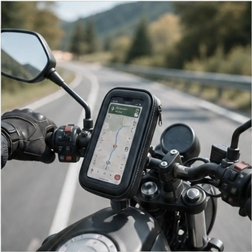 1Set Motorcycle Mobile Phone Waterproof Bag Black Shockproof Bike Handlebar Mount Adjustable Phone Holder Non-Shaking