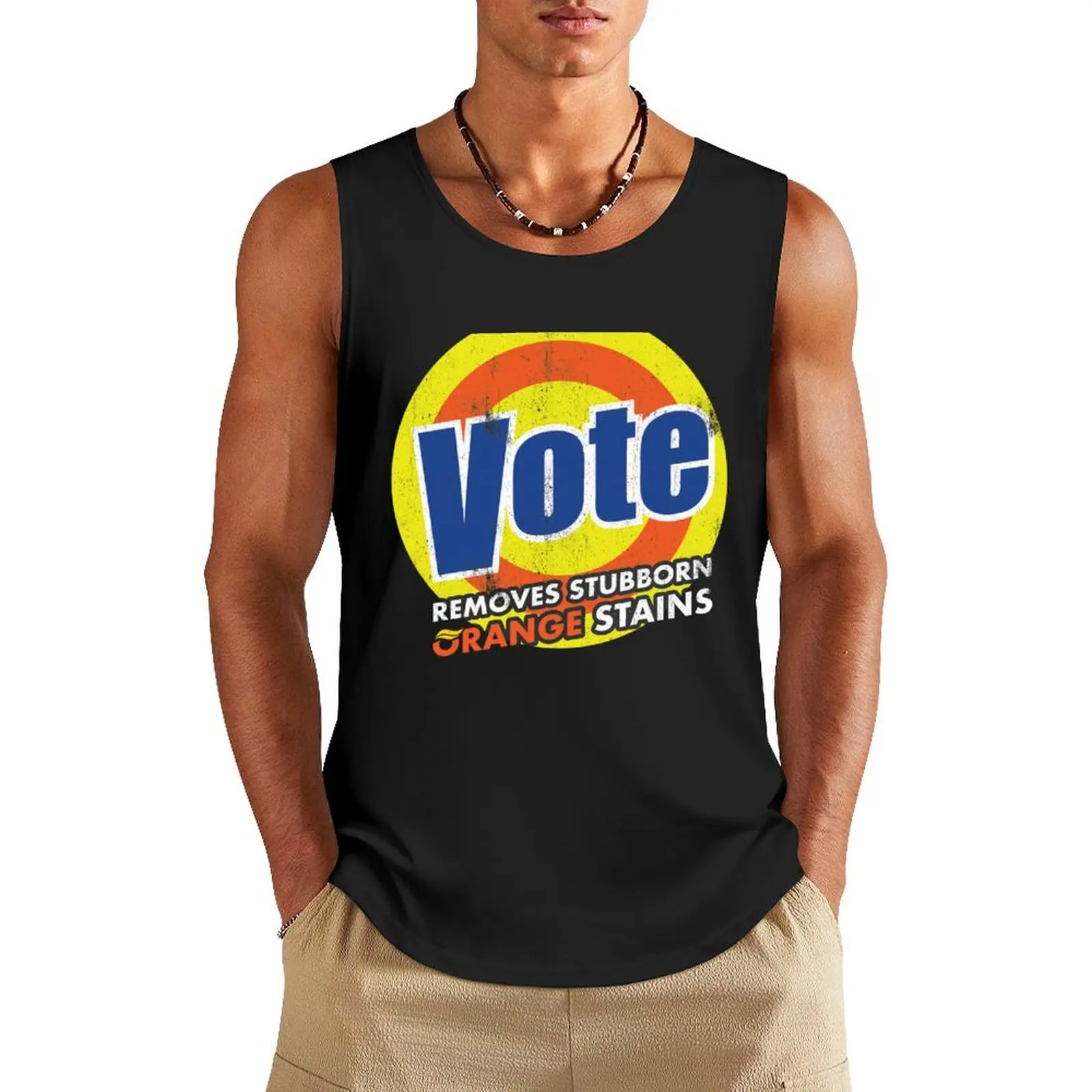 Vote removes stubborn orange stains vintage style Tank Top sexy clothes men man sexy?costume bodybuilding men clothes