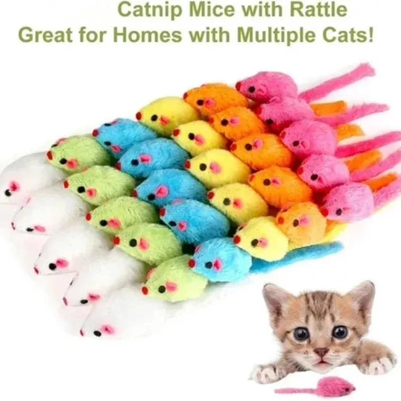 Cat Toy Furry Plush Soft Solid Interactive Mice Mouse Toys For Funny Kitten Pet Cats Playing Scratch Training Game Supplies