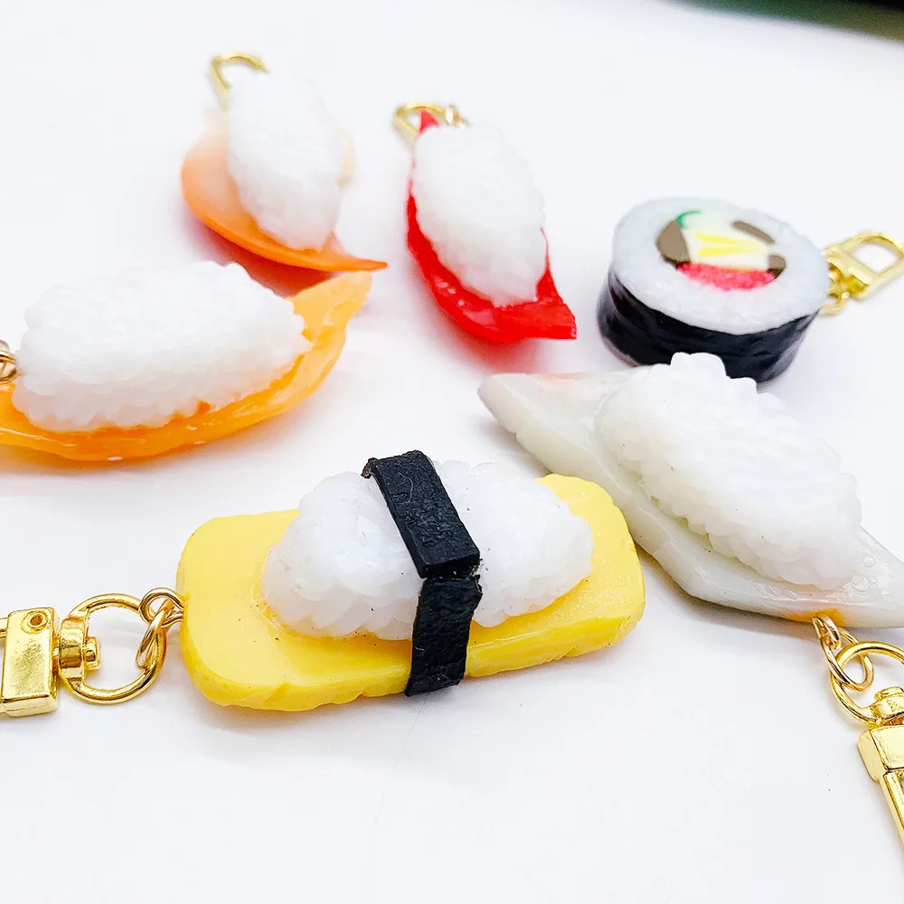 keychain food Fake Sushi Model Keychain Fun Japanese Keychain Rice Ball Salmon Model Sushi Keychain Pendant Food Mold Decoration