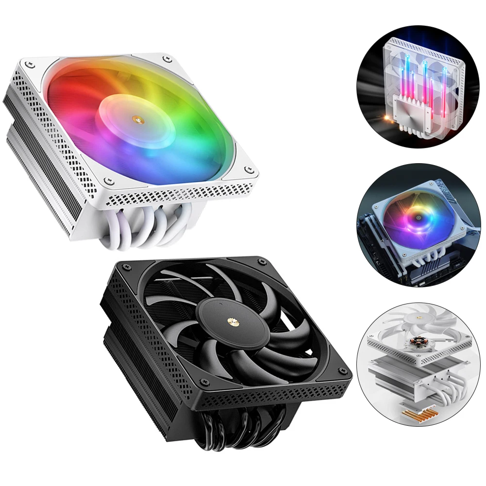 

JONSBO HX6200D CPU Air-Cooled Cooler 6 Heat Pipe Downward Pressure 12cm ARGB Radiator Fan for Intel LGA 1700 1200 115X AMD AM4