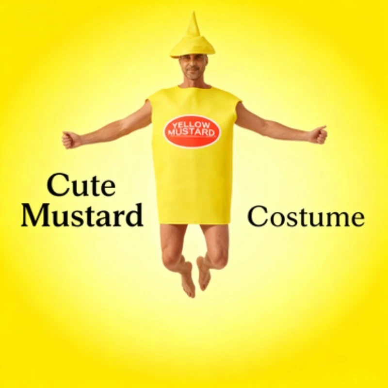 Disfraz divertido de Halloween para hombres y mujeres: traje de escenario de cosplay de mostaza para adultos