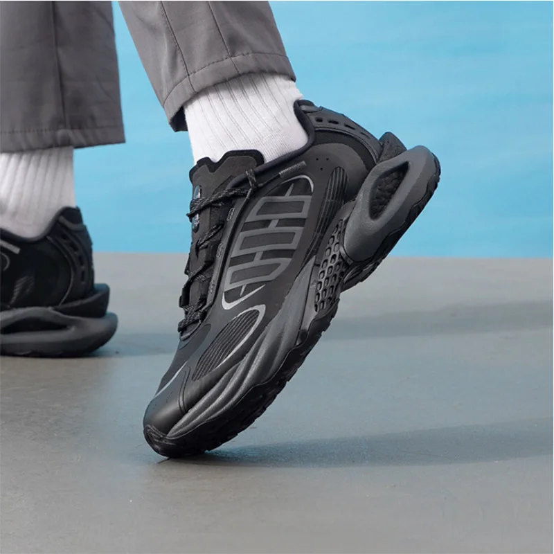 Adidas All Black Techwear Cushion Sneakers  Hollow Out Shock Absorbing Non Slip Streetwear Casual Running Shoes Men JQ4944