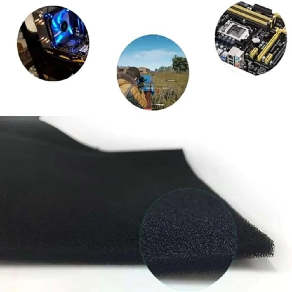 2pcs DIY Computer Dust Filter Mesh 500*400*3mm/5mm Density PC Case Fan Cooler Cabinet Filter Dustproof Cover Sponge 60PPI Black