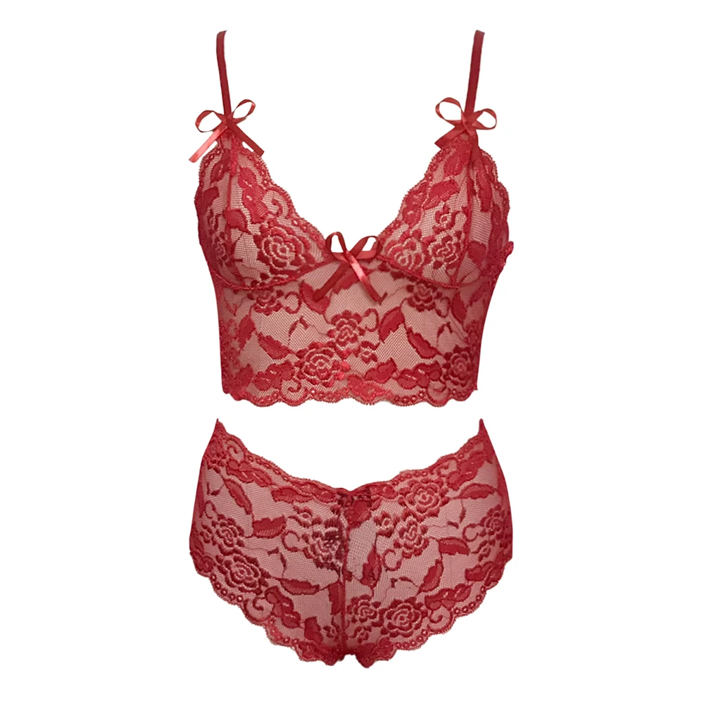 Sexy Lingerie Underwear Suits for Women Black Shorts Solid Lace White Vest Camisole Tube Top Flower Printed Womens Lingerie Set