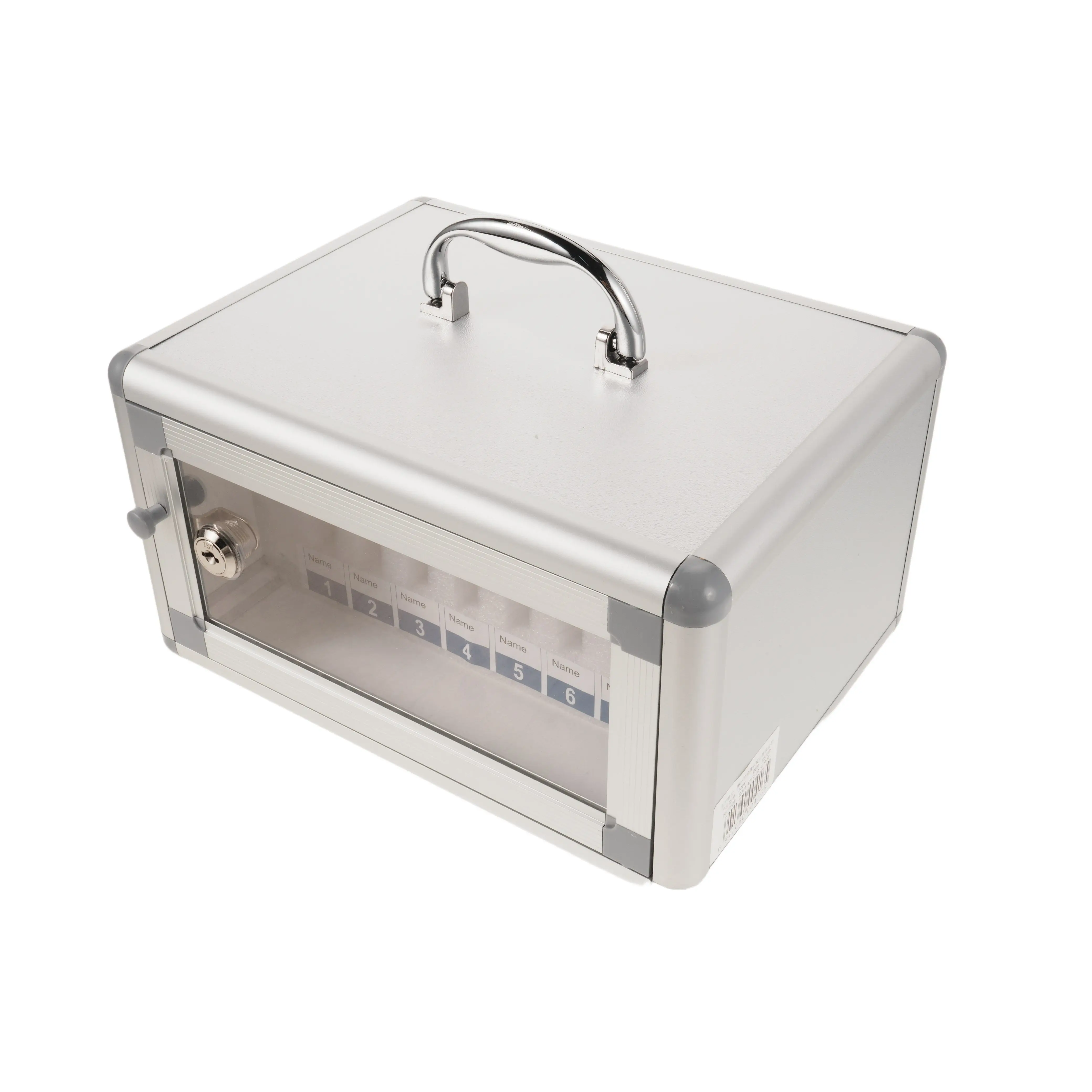 8 Slots Lockable Portable Cell Phone Organizer Transparent Aluminum Alloy Phone Storage Locker Box for Classroom Electronics