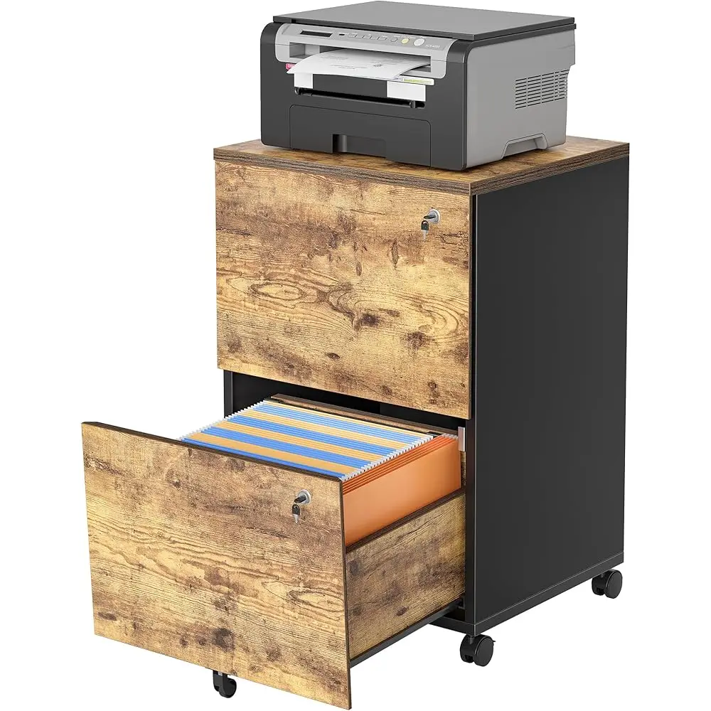 

2 Drawer Mobile File Cabinet, Filing Cabinet Home Office For Letter, Legal, A4 Size, Under Desk Vertical File Cabinet, Mix