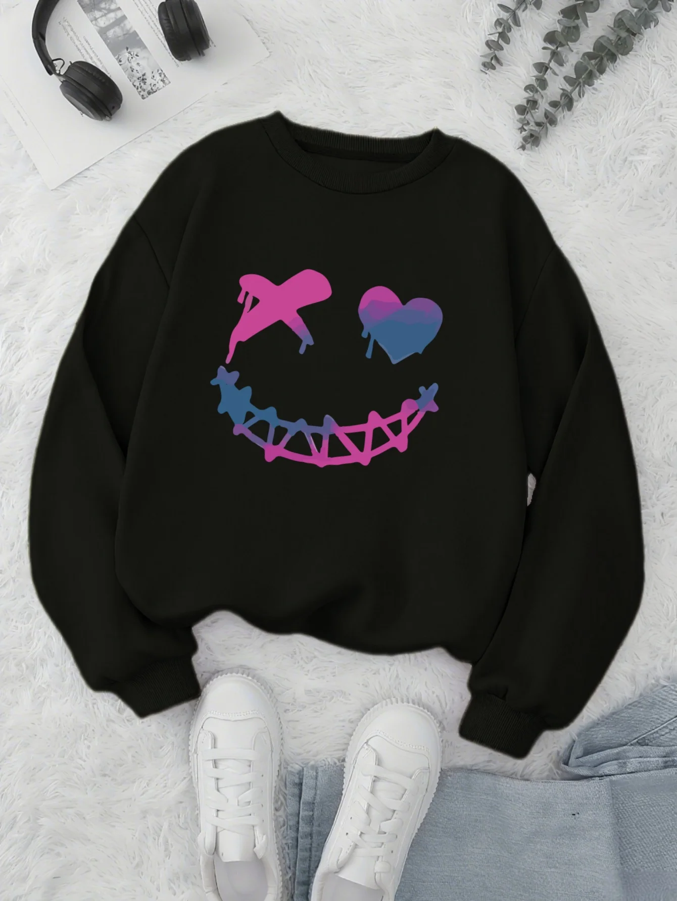 

Graffiti Graphic Printing Autumn and Winter Pure Cotton Men's and Women's Sweatshirts Outdoor Sports Leisure Fashion Trend