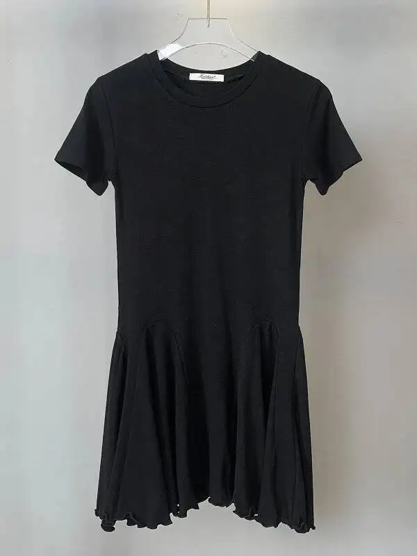 WOMENGAGA Witte Jurk Korea Slanke Sexy Vrouwelijke Verstoorde Ronde Hals Korte Mouw T-shirt Jurk Voor Vrouwen Mode Zomer CKI2