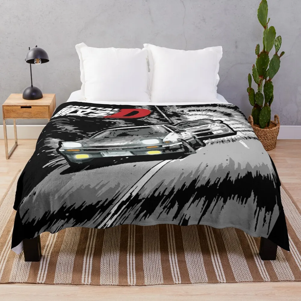 Initial D - Mountain Drift Racing Tandem AE86 vs EVO 6 Throw Blanket Blankets For Bed Luxury St Blankets