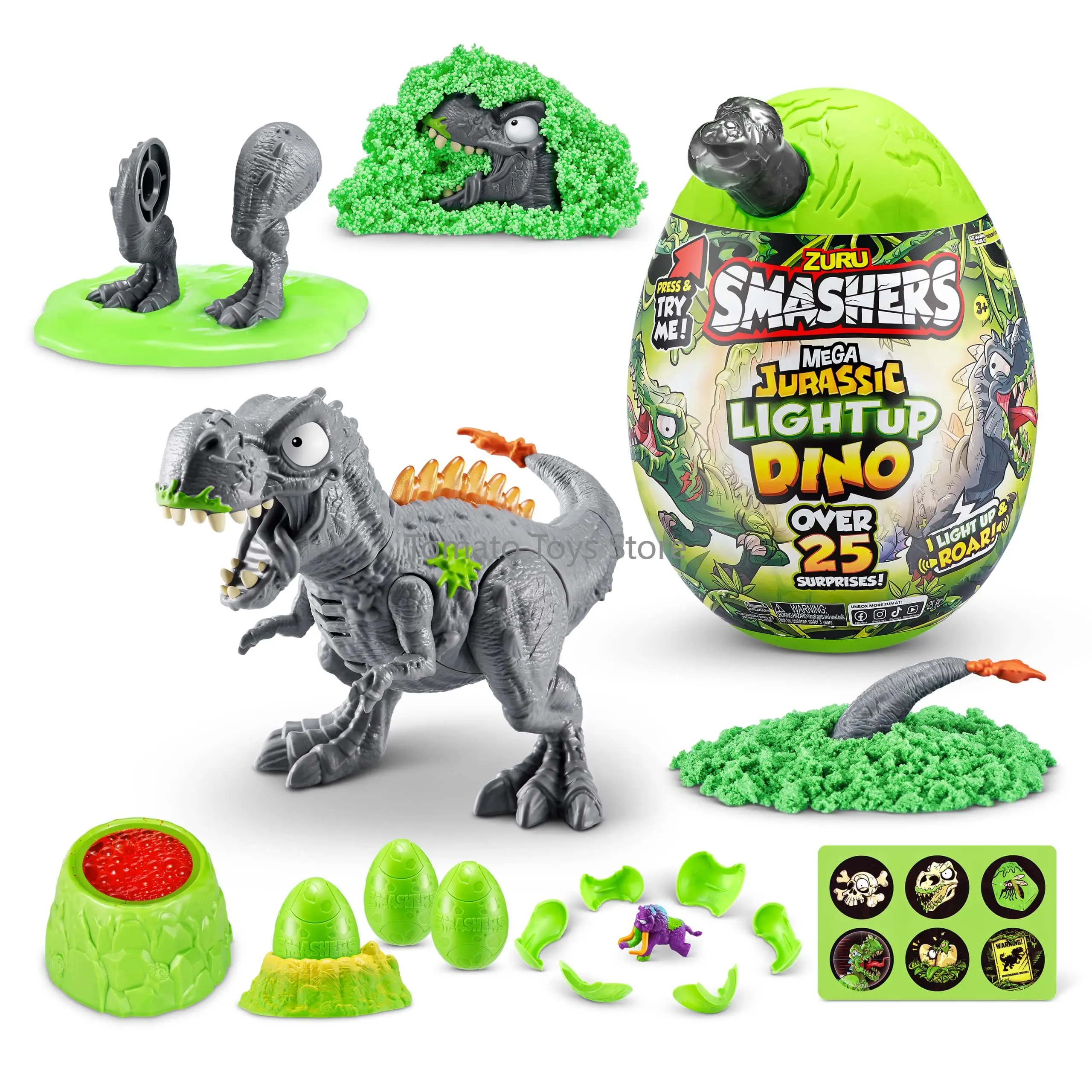 

In Stock ZURU Smashers Mega Jurassic Light Up Dino Egg Spinosaurus T-Rex Fossil Collectible Egg Surprise Boy Girl Birthday Gifts