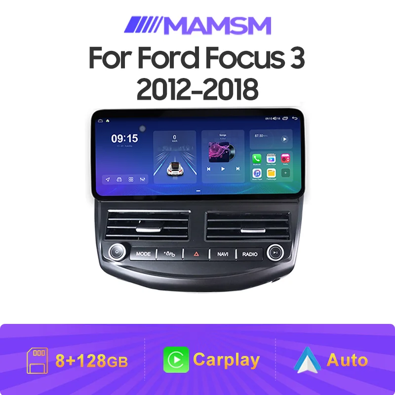12.3 Inch For Ford Focus 3 Mk 3  2012 - 2018 Car Radio Wireless CarPlay Android Atuo Multimedia Video Player Stereo Head Unit