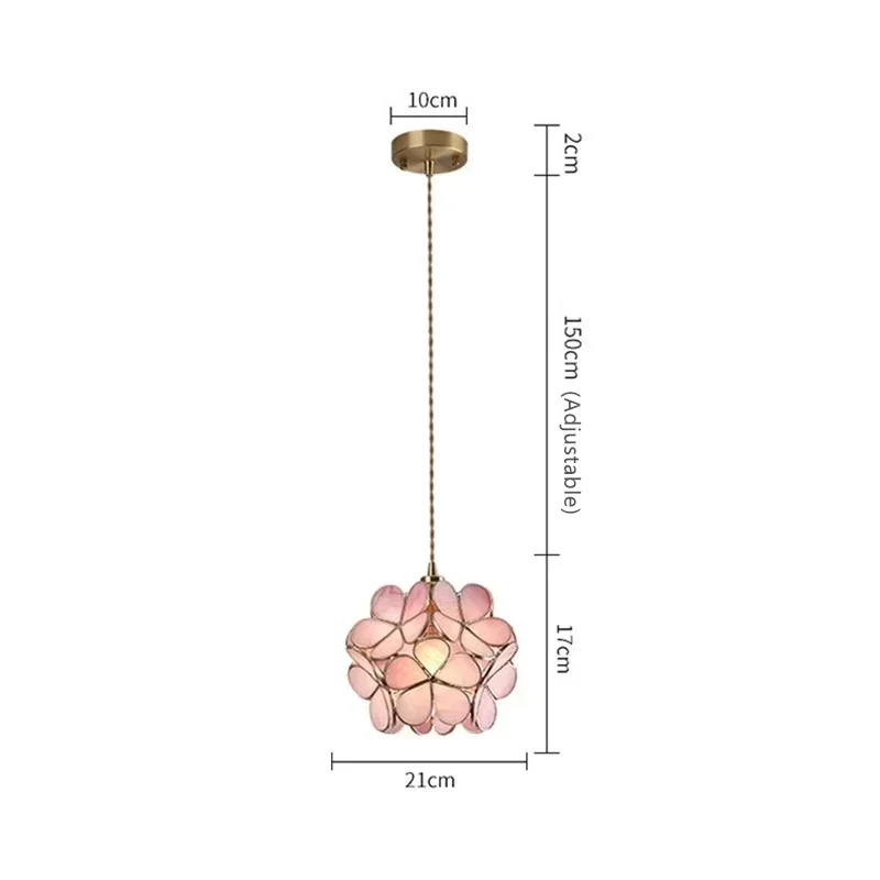 Tiffany Glass Kitchen Bedroom Dining Living Room Home Lighting Hotel Hanging Light Fixture Nordic  Flower Copper Pendant Lamp