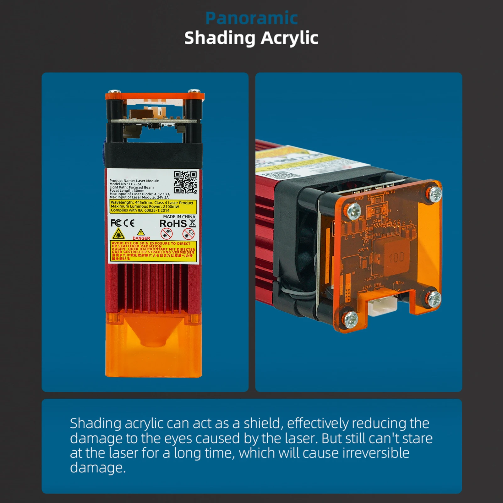 ORTUR LU2-4-SF 24V upgraded laser module 5W laser power fixed focus engraving machine accessories