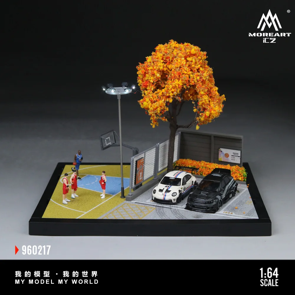 MoreArt&TimeMicro 1:64 Street Park Basketball Court Assembly Display Model