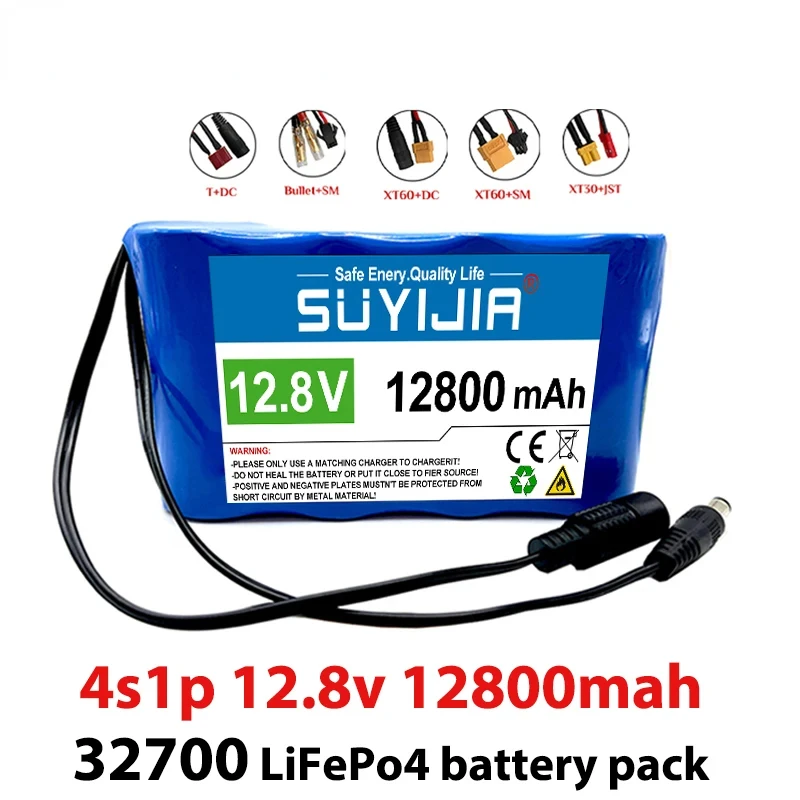 LiFePO4 32700 Battery Packs 12.8V 4S1P 12800mAh Lithium-ion Battery Suitable for Electric Boat Aircraft Model with BMS Board