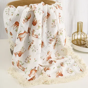 Muslin 아기 배넷저고리 담요 신생아용 면 술 받침 담요, 침구 배넷저고리 랩, 유모차 커버