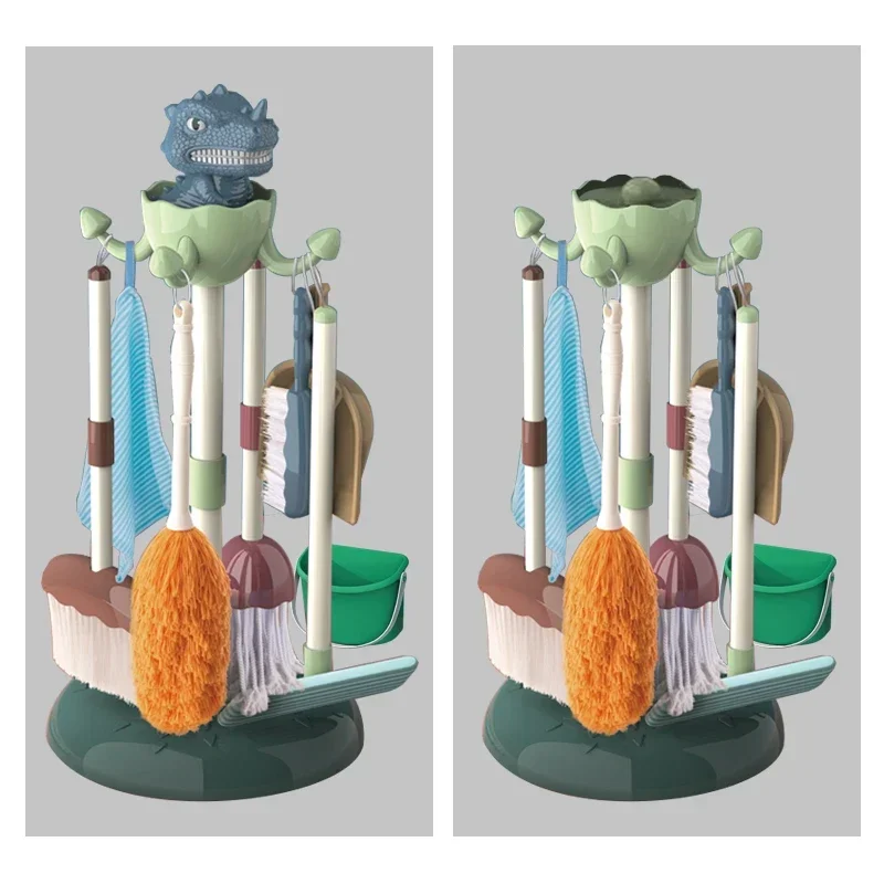 6 Stks/set Kinderen Dinosaurus Huishoudelijk Werk Gereedschap Sets Speelgoed Doen Alsof Het Schoonmaken Van De Bezem Mop Borstel Set Educatief Speelgoed Voor Kinderen Baby Cadeau