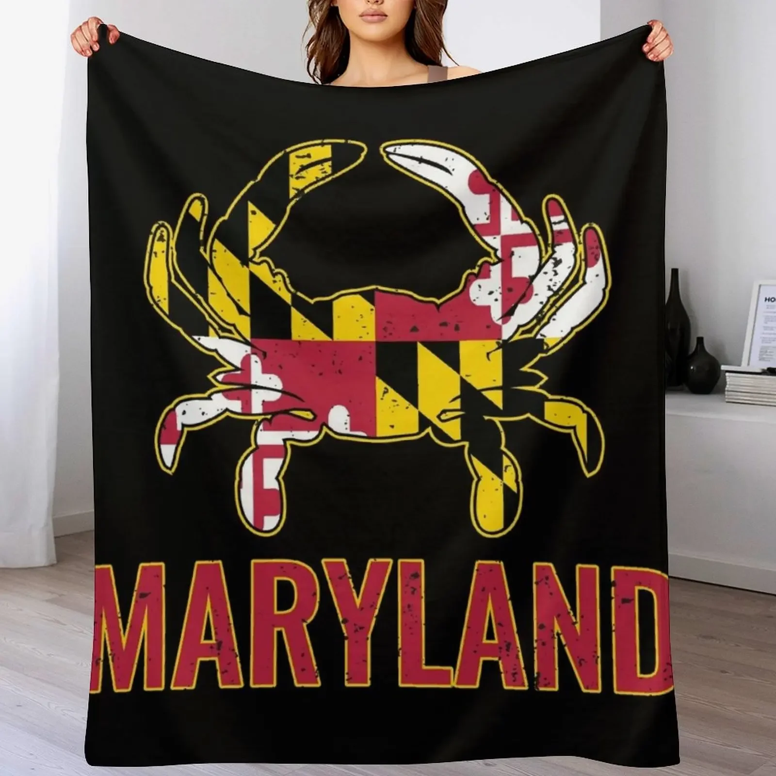

Maryland Flag, Maryland State Crab Flag Throw Blanket For Baby Blankets Sofas Of Decoration Flannel Retros Blankets