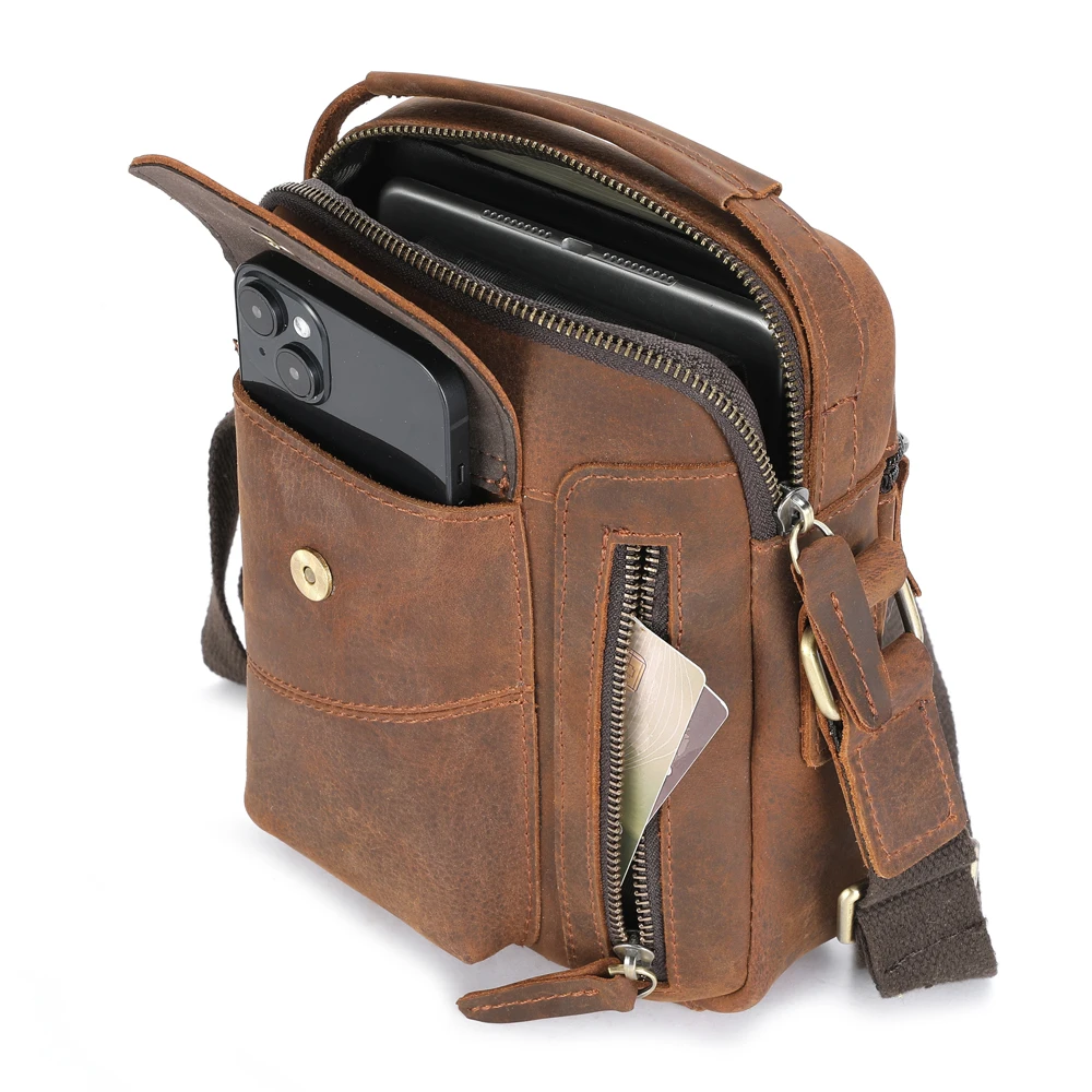 حقيبة LEBULLBRO للرجال من الجلد بكتف واحد مضادة للسرقة وقفل RFID وحقيبة ساعي البريد للأعمال #5