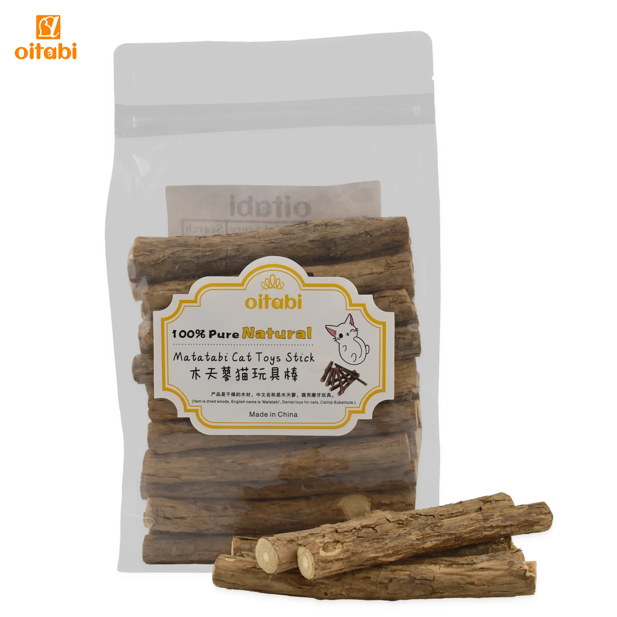 

Oitabi 250g Natural Matatabi Cat Toy Safety Molar Toothpaste Branch Cleaning Teeth Silvervine Kitten Snacks Sticks 120x11-15mm