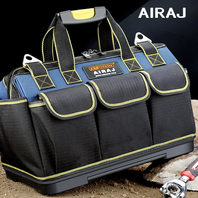 AIRAJ 14inch Tool Bag Large Capacity Oxford Canvas Waterproof Bag Wear-Resistant Tool Repair Storage Electrician Bag