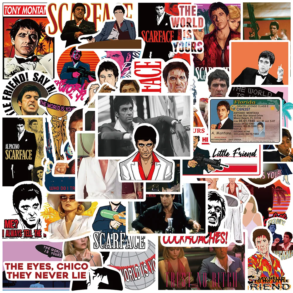 10/30/50pcs Film Classique Scarface Dessin Animé Autocollants BRICOLAGE Coque De Téléphone Planche À Roulettes Moto Étanche Cool Graffiti Autocollant Autocollants