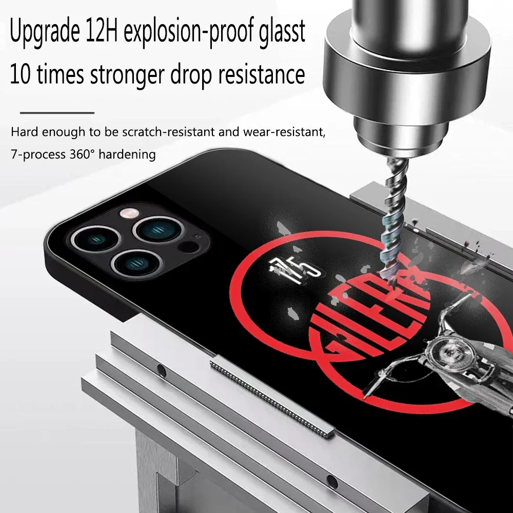 For IPhone 15 Handsome Motor G-gilera LOGO Phone Case Glass For IPhone 13 14 12 XR XS MAX 14 Plus SE Pro Design Glass Cover