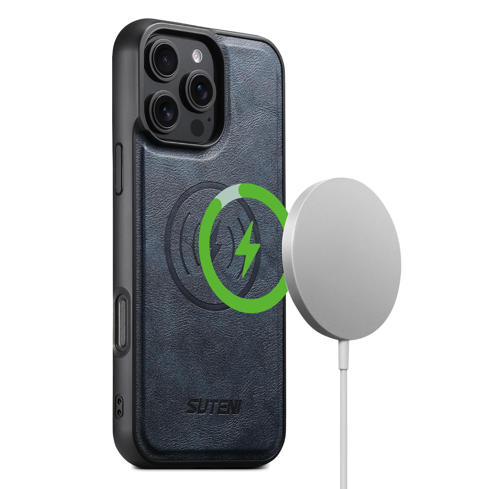 SUTENI Mattierte Kunstleder-Handyhülle mit Magnet und kabelloser Ladefunktion für iPhone 18 Pro Max 17 Air 16 Plus 15 14 Pro 13 12 – Detail 12