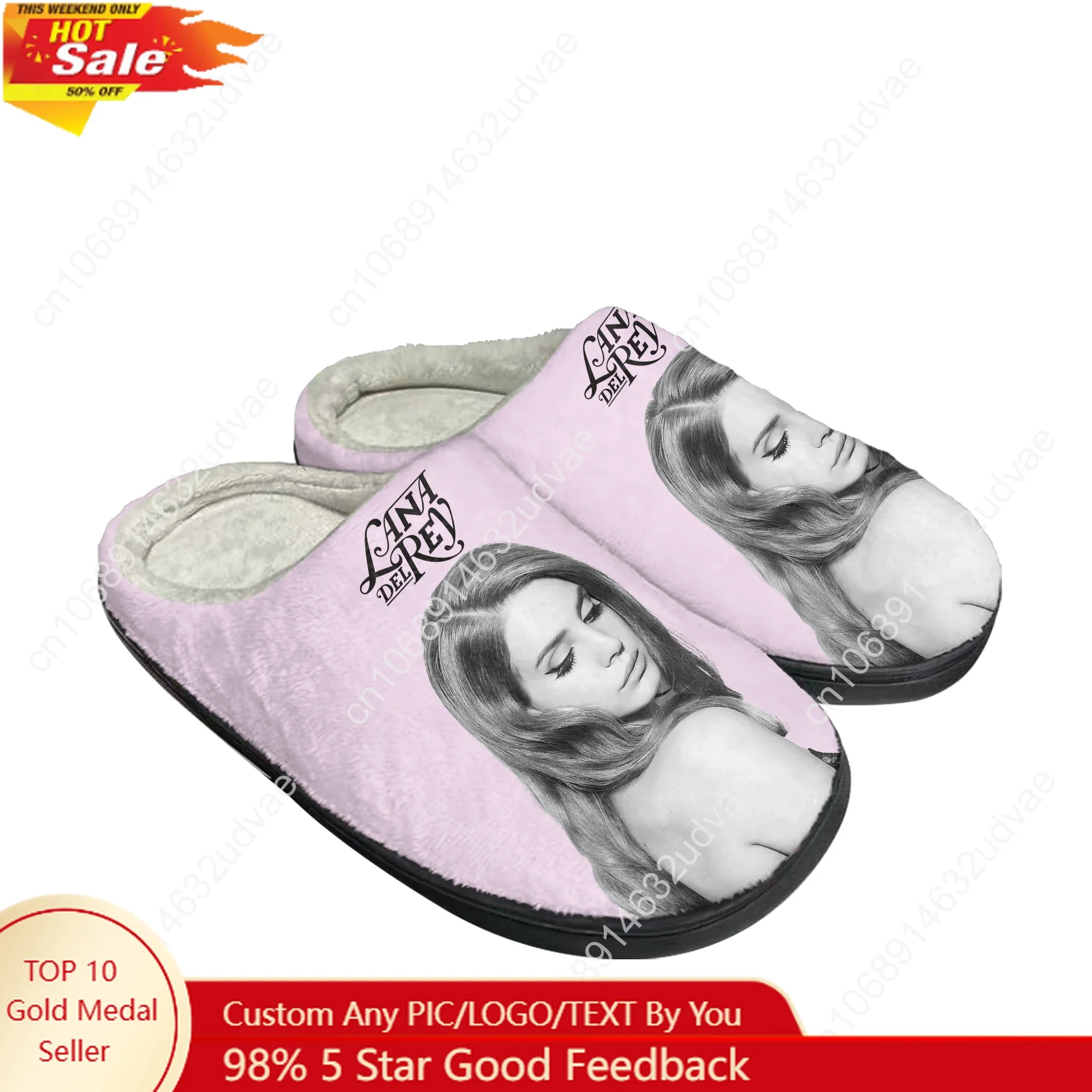 

Lana Del Rey Singer Cotton Slippers Mens Womens Elastic Keep Warm Shoes Home Plush Bedroom Footwear Custom Made Thermal Slipper