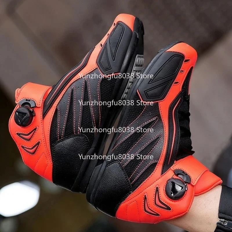 Moto Racing Boot ,Men Woman Motorcycle Boots Microfiber Leather Motorbike Riding Anticollision Ankle Protective Shoes