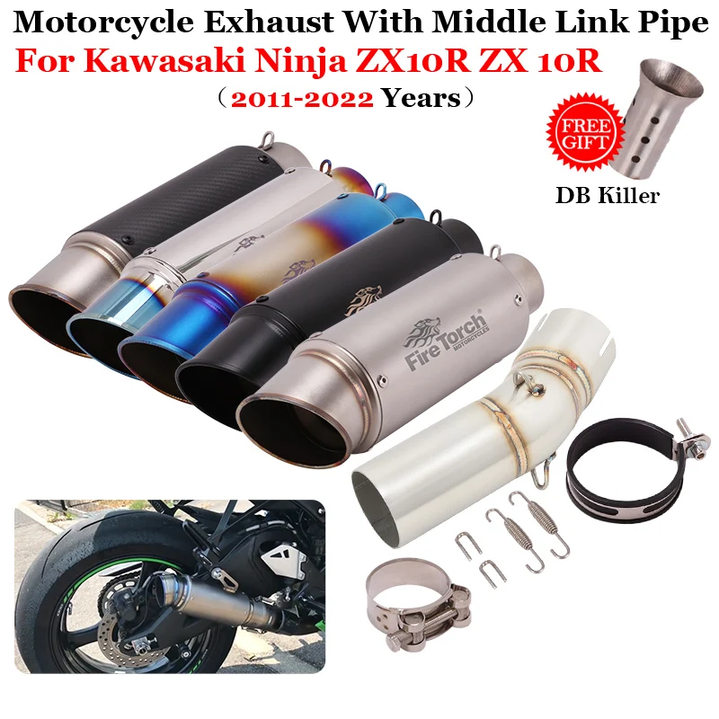 

Slip On For Kawasaki ZX10R ZX-10R ZX 10R 2011 - 2022 Motorcycle GP Exhaust Escape System Modify 51mm Muffler Moto Mid Link Pipe