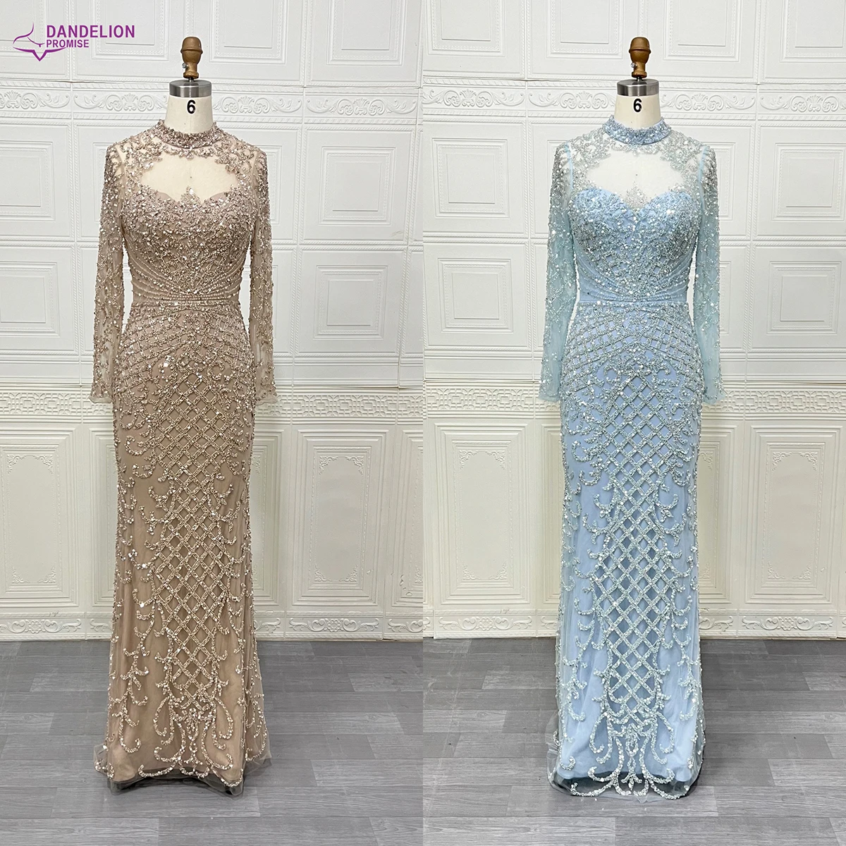 Luxury Dubai Heavy Mermaid Beaded 2025 Evening Dress Long Sleeves Arabic Women Wedding Party Gowns Customized