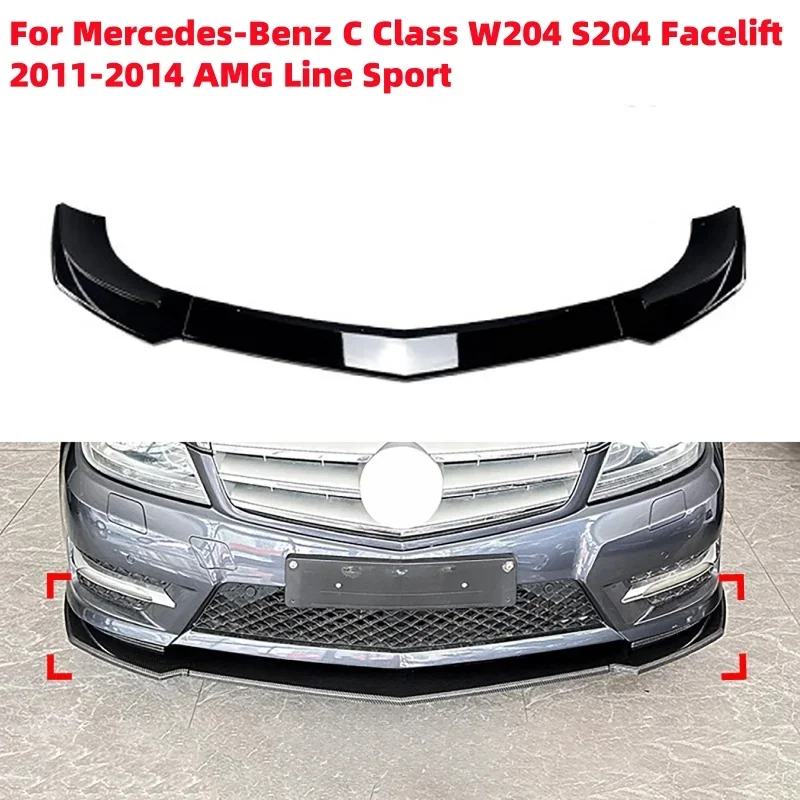 

Car Front Bumper Lip Diffuser Spoiler for Mercedes-Benz C Class W204 S204 Facelift 2011-2014 AMG Line Sport