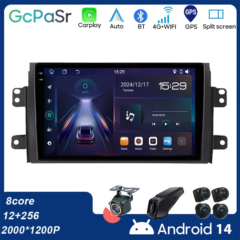 

For Suzuki SX4 2006-2013 CarPlay 4G Car Android Auto Radio Stereo Head Unit Multimedia Player GPS Navigation 5G WIFI DVD QLED
