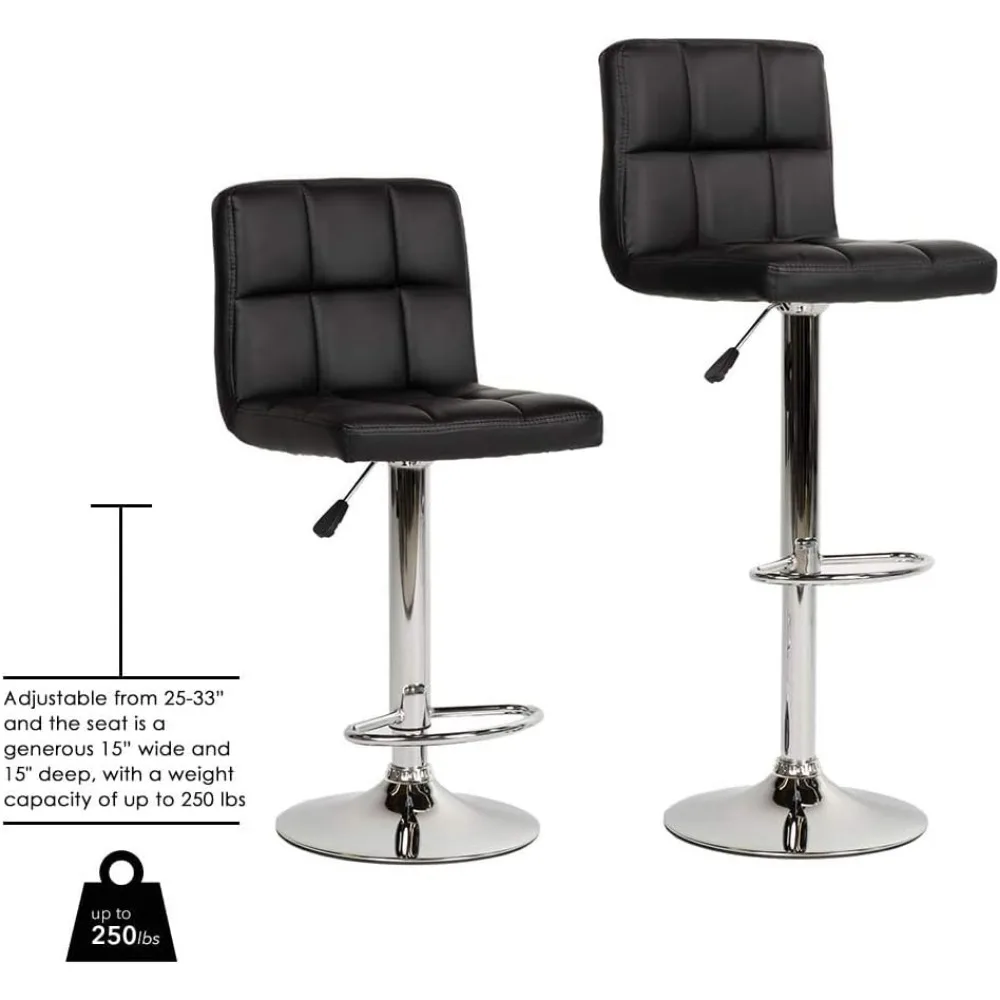 Altura ajustável Swivel Bar Stool com costas, PU Leather Kitchen Counter, Barstools Set