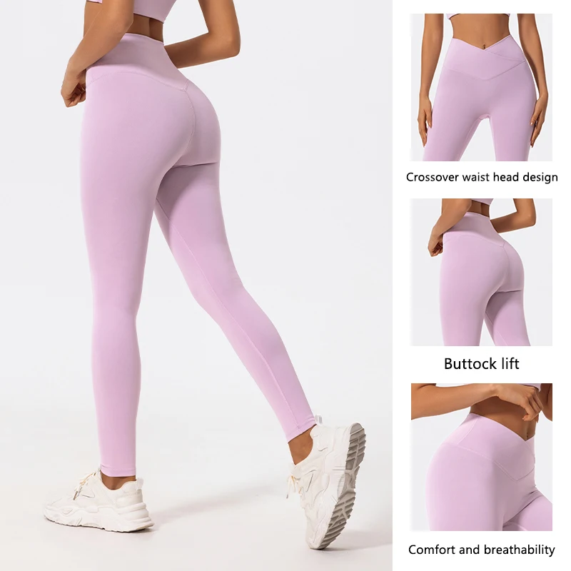 Hearuisavy Cross Taille Workout Legging Vrouw Zachte Yoga Broek Running Gym Strakke Broek Push Up Hoge Taille Sportlegging Dames