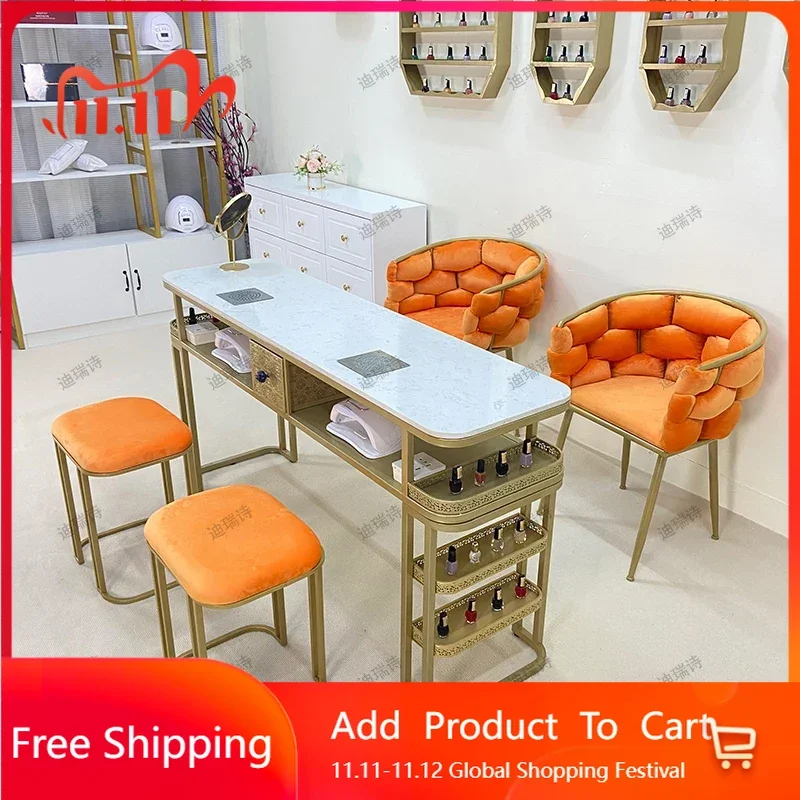 

Funky Storage Nail Desk Cleaner Professional Chair Nail Desk Designer Equipment Luxury Scrivania Per Unghie Hotel Furniture