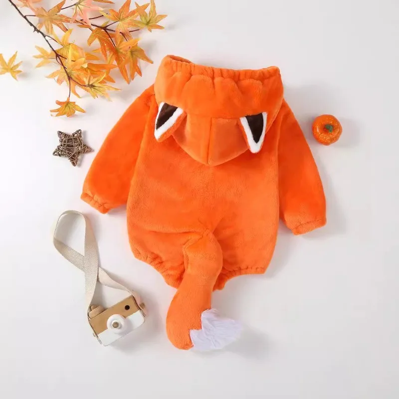 Infant Baby Girl Clothes Cartoon Bodysuit Fox Costume Newborn Baby Flannel Warm Rompers Animal Cosplay Halloween Lovely Outfits